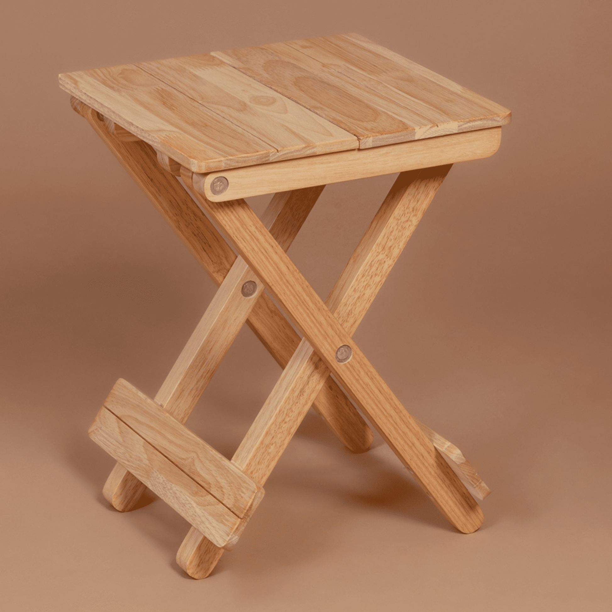 Foldable Compact Wood Stool: Stylish and Practical Seating Solution - Natural - Wood Trendz