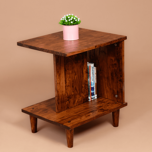 Slumber Shelf: Solid Wood Side Table - Walnut - Wood Trendz