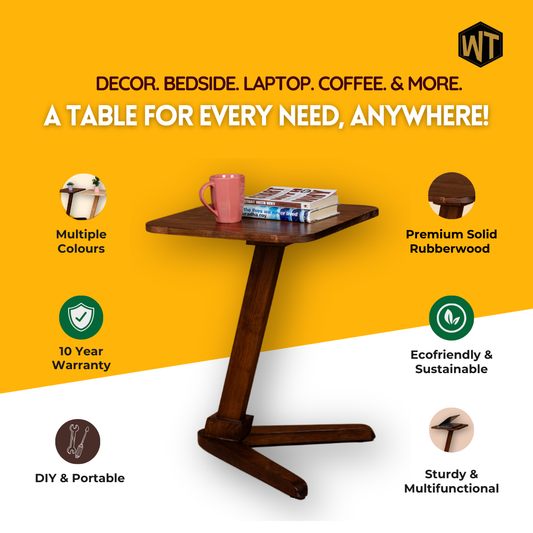 Solid Wood Square End Table - Walnut - Wood Trendz