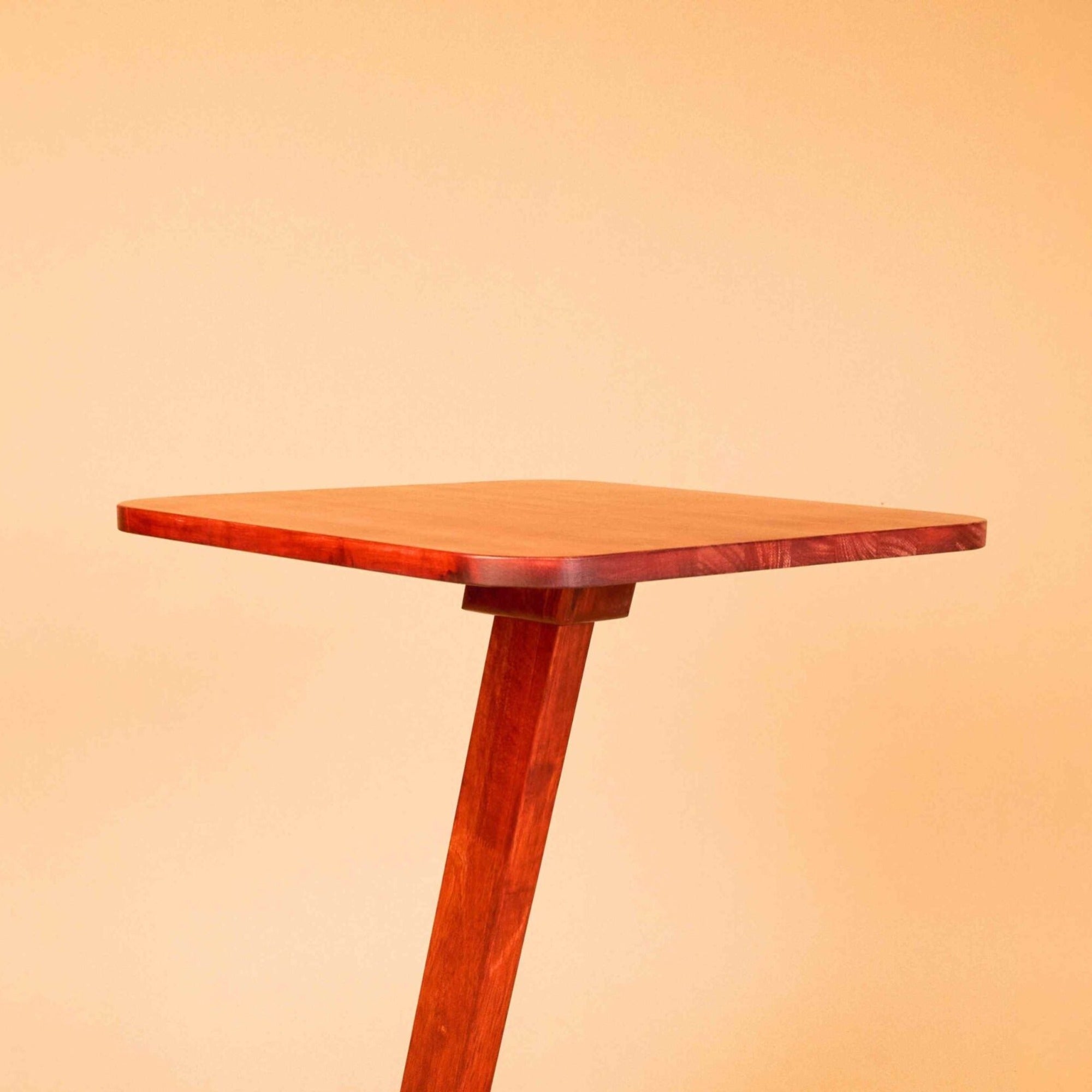  Solid Wood Square End Table - Red Brown