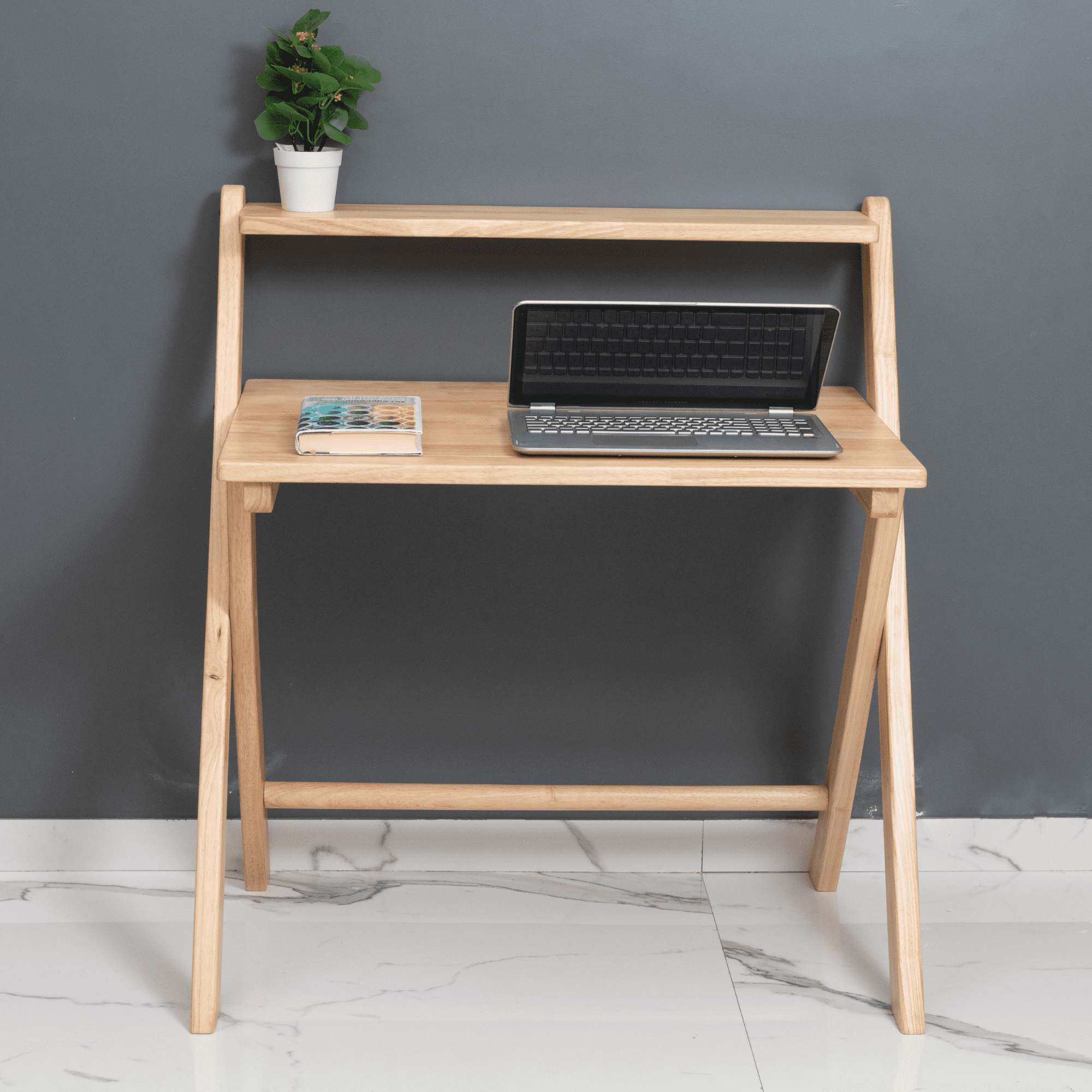 Study Nook: Solid Wood Dual Platform Study Table - Natural