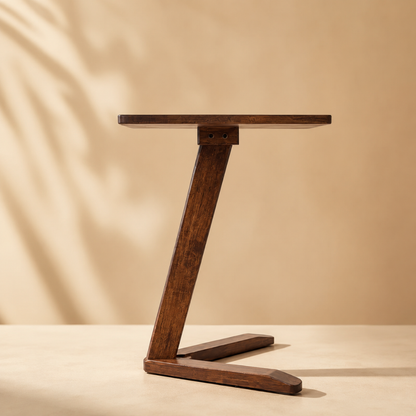 Solid Rubberwood Mini End Table | Compact Square Tabletop with Angled Legs