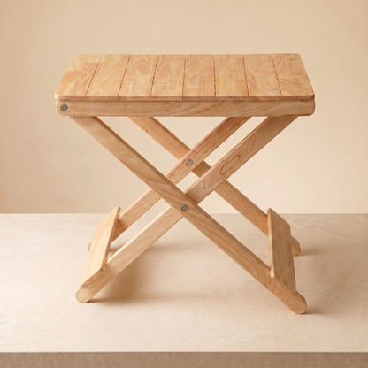 Solid Wood Compact Companion - Wooden Folding Table - Natural