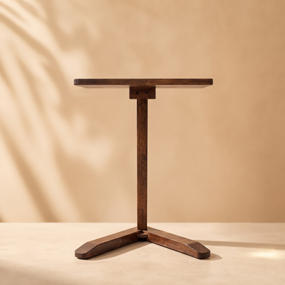 Solid Rubberwood Mini End Table | Compact Square Tabletop with Angled Legs