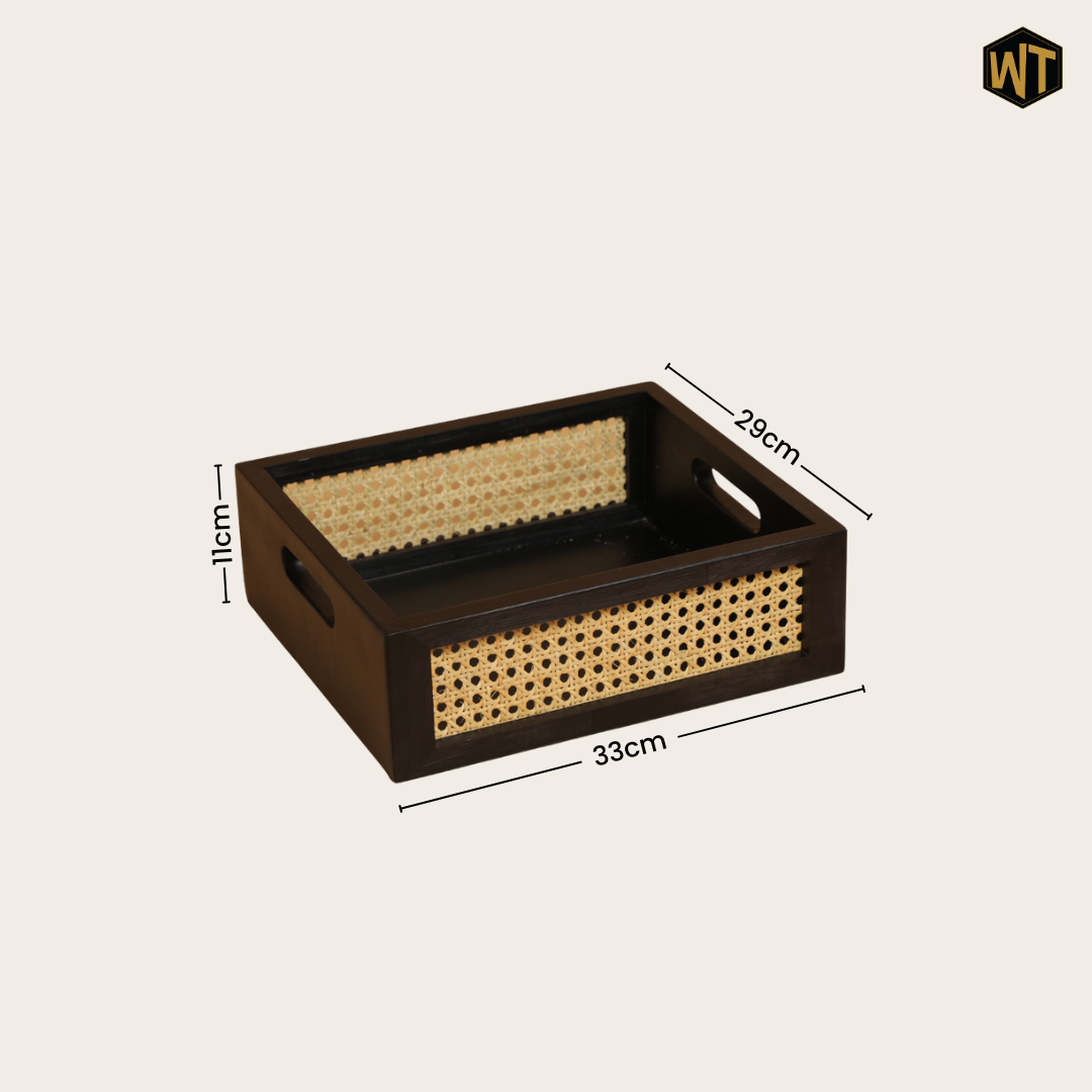 Solid Wood and Rattan Wicker Storage Basket