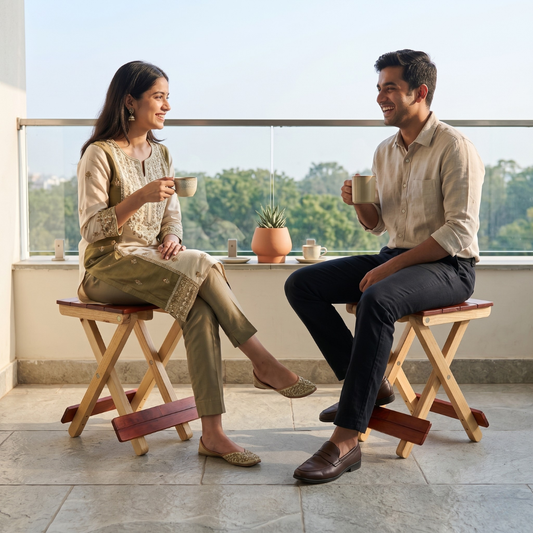 Foldable Compact Wood Stool: Stylish and Practical Seating Solution