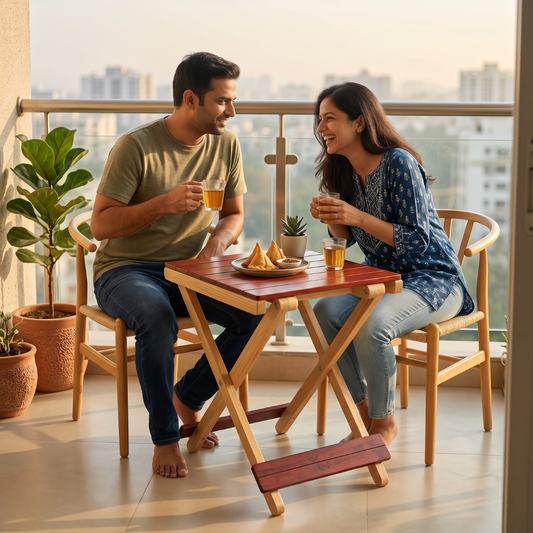 Solid Wood Compact Companion - Wooden Folding Table