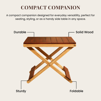 Solid Wood Compact Companion - Wooden Folding Table