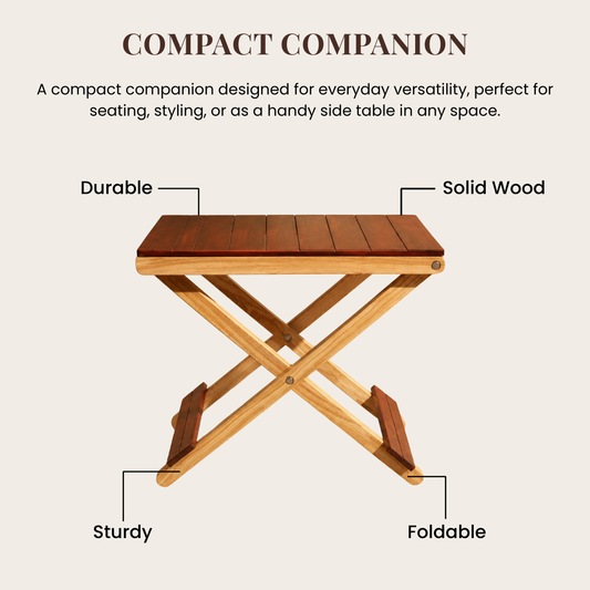 Solid Wood Compact Companion - Wooden Folding Table