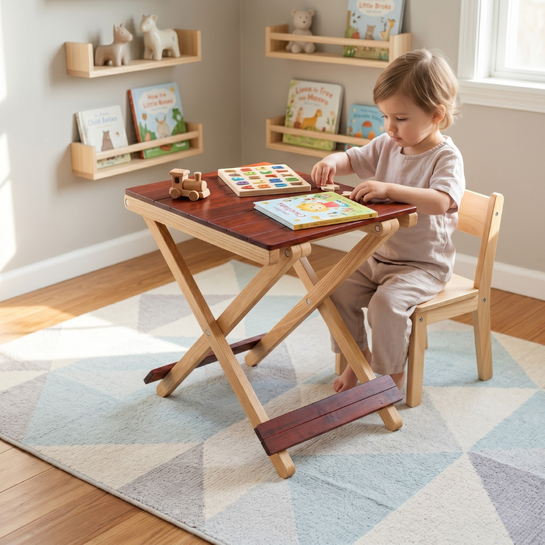 Solid Wood Compact Companion - Wooden Folding Table