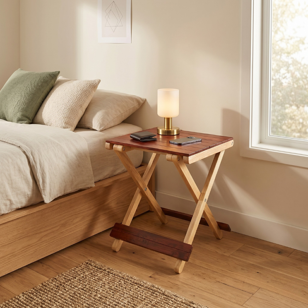 Solid Wood Compact Companion - Wooden Folding Table