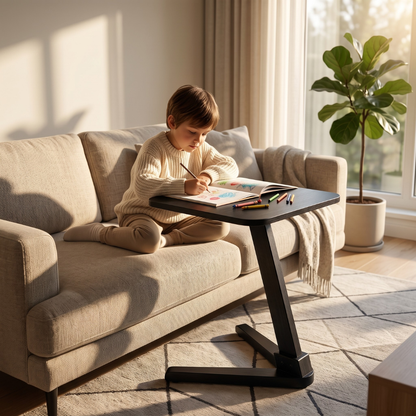 Solid Rubberwood End Table | Square Tabletop with Angled Legs