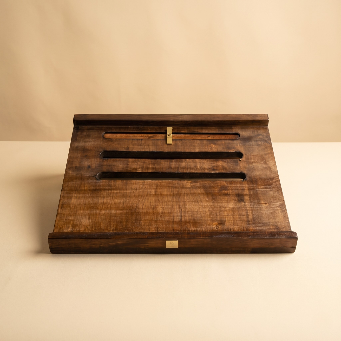 Solid Wood Adjustable Laptop Stand – 3-Level Height, Portable & Durable