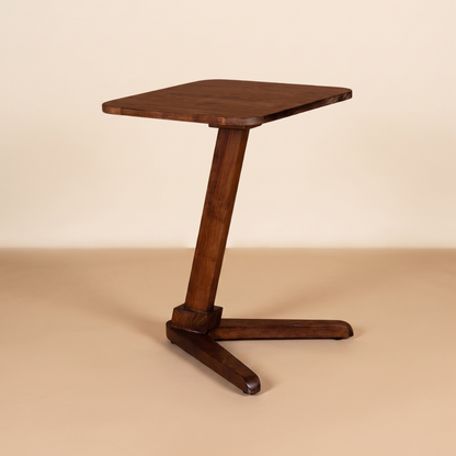 Solid Rubberwood End Table | Square Tabletop with Angled Legs