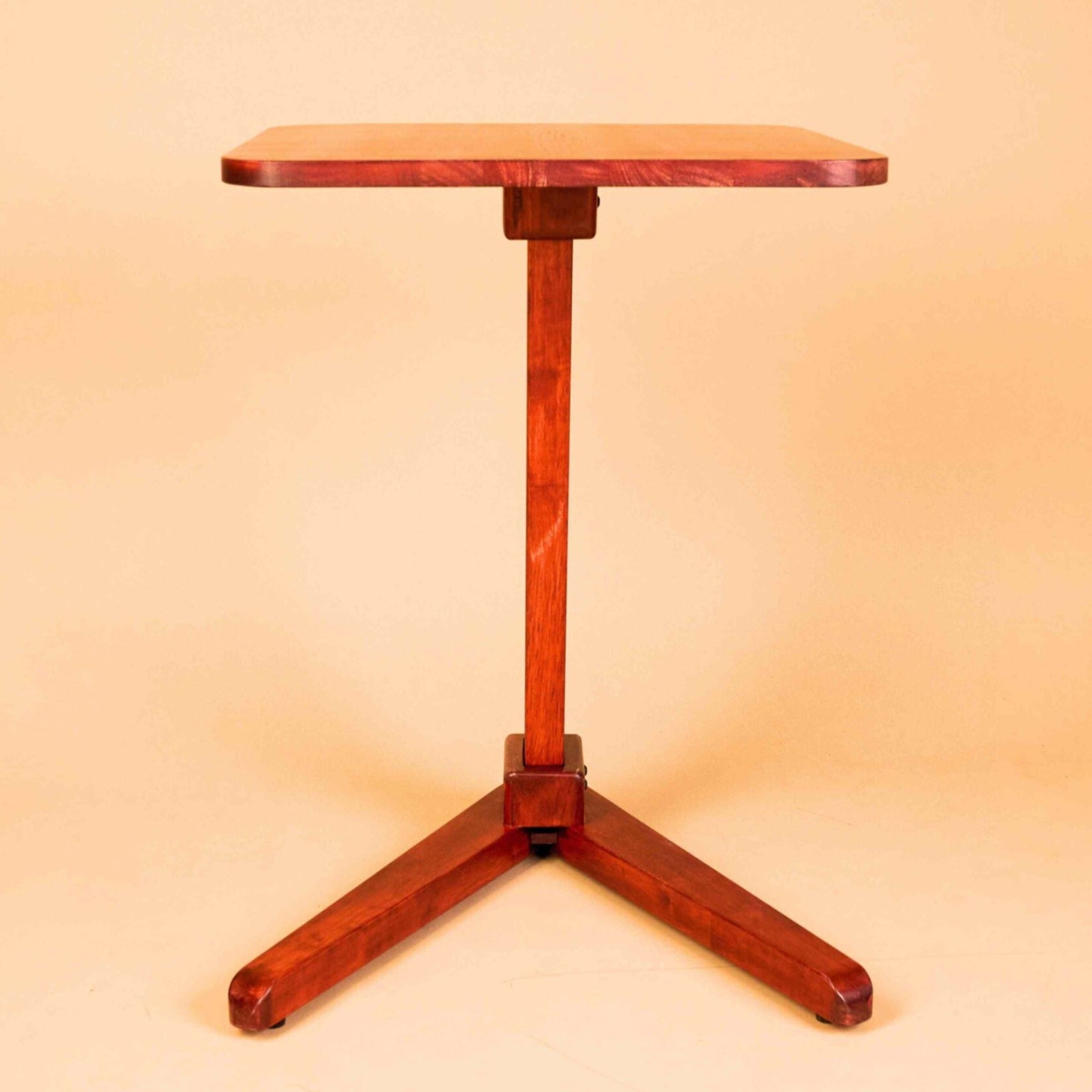  Solid Wood Square End Table - Red Brown