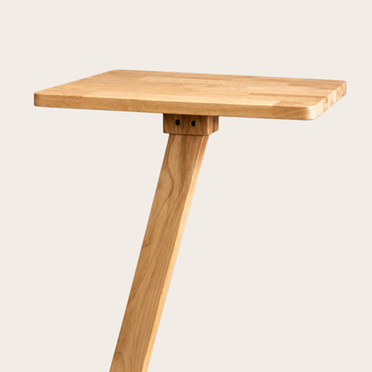 Solid Rubberwood Mini End Table | Compact Square Tabletop with Angled Legs