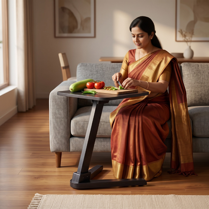 Solid Rubberwood End Table | Square Tabletop with Angled Legs