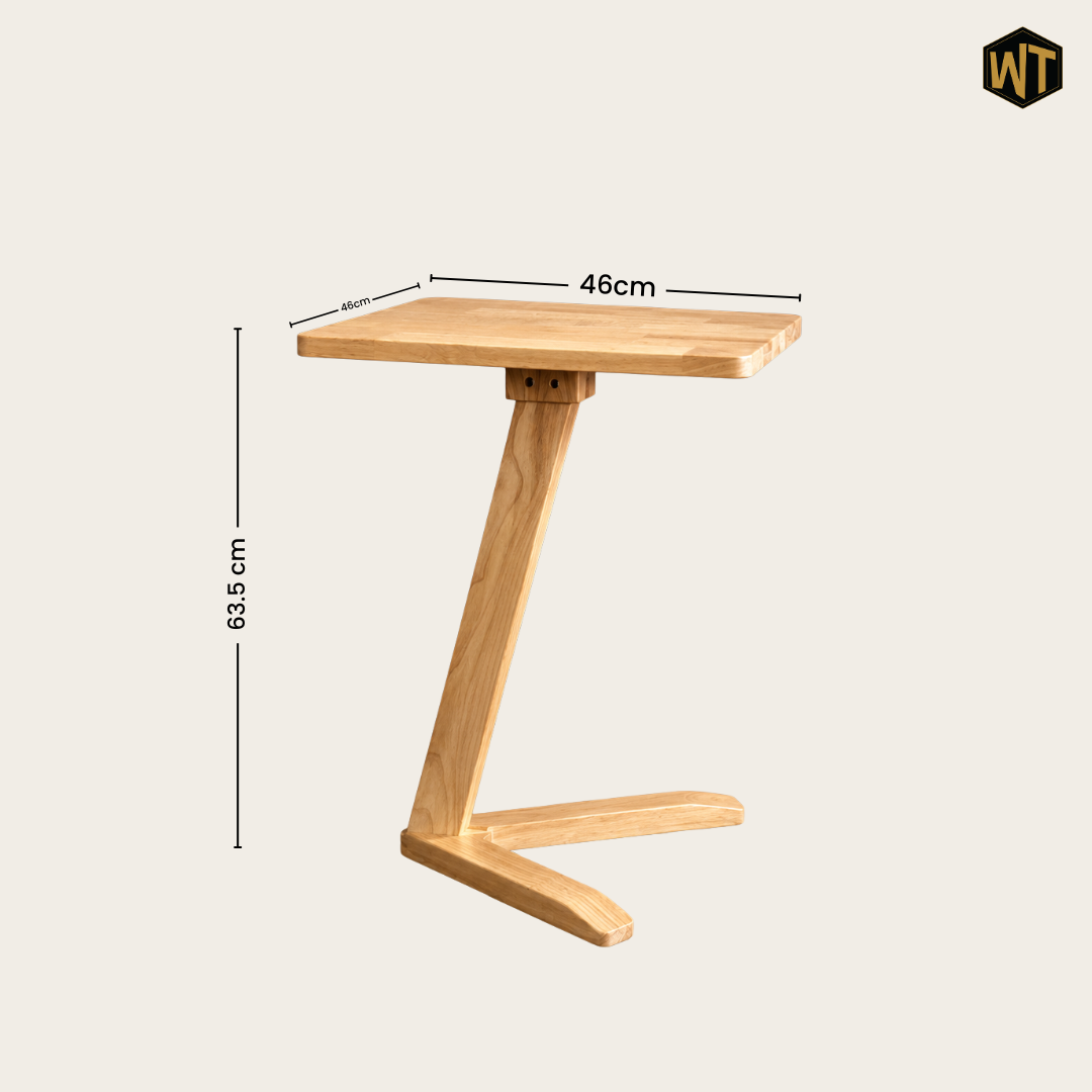 Solid Rubberwood Mini End Table | Compact Square Tabletop with Angled Legs