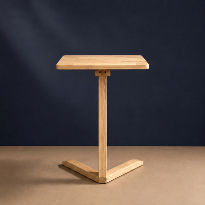 Solid Rubberwood Mini End Table | Compact Square Tabletop with Angled Legs