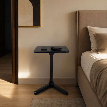Solid Rubberwood End Table | Square Tabletop with Angled Legs