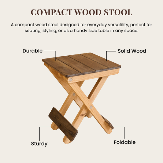 Foldable Compact Wood Stool: Stylish and Practical Seating Solution