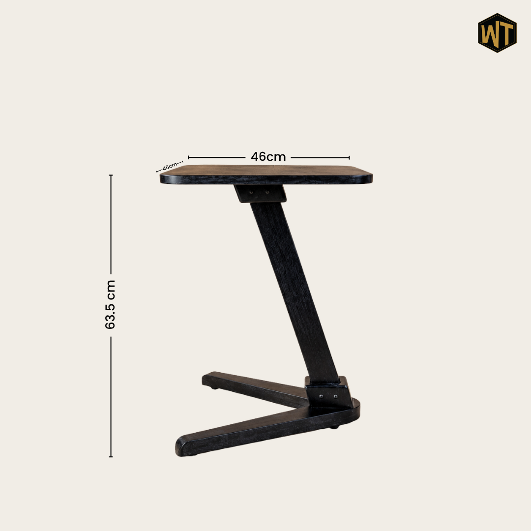 Solid Rubberwood End Table | Square Tabletop with Angled Legs