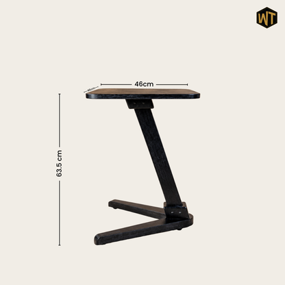 Solid Rubberwood End Table | Square Tabletop with Angled Legs