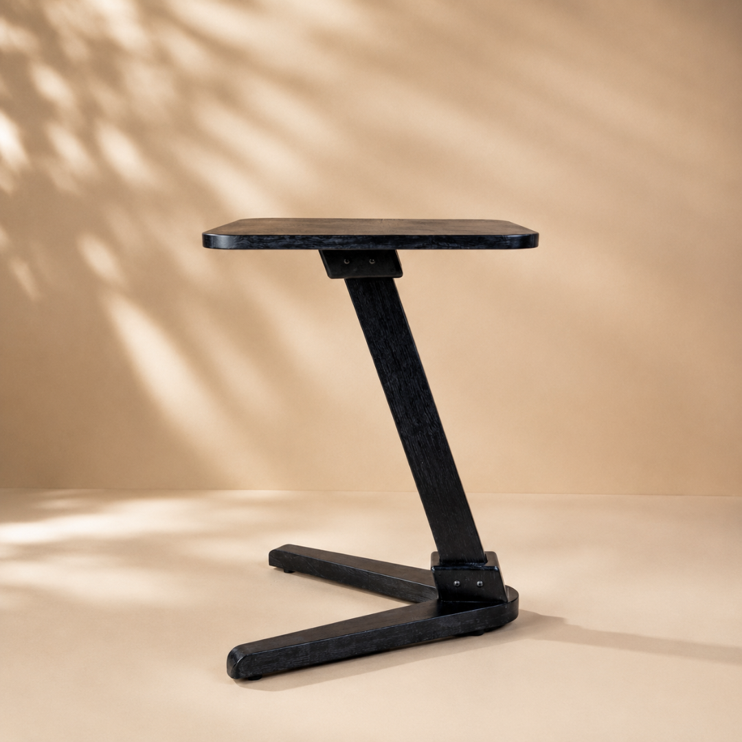 Solid Rubberwood End Table | Square Tabletop with Angled Legs