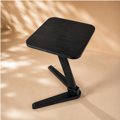 Solid Rubberwood End Table | Square Tabletop with Angled Legs