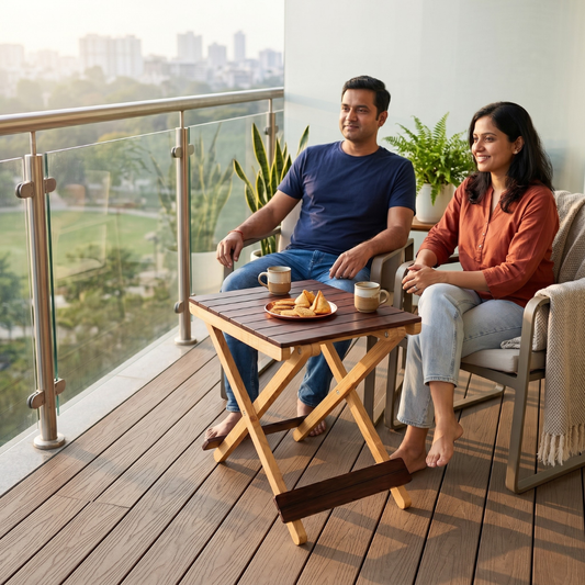 Solid Wood Compact Companion - Wooden Folding Table