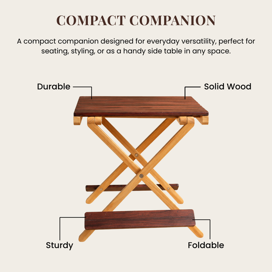 Solid Wood Compact Companion - Wooden Folding Table