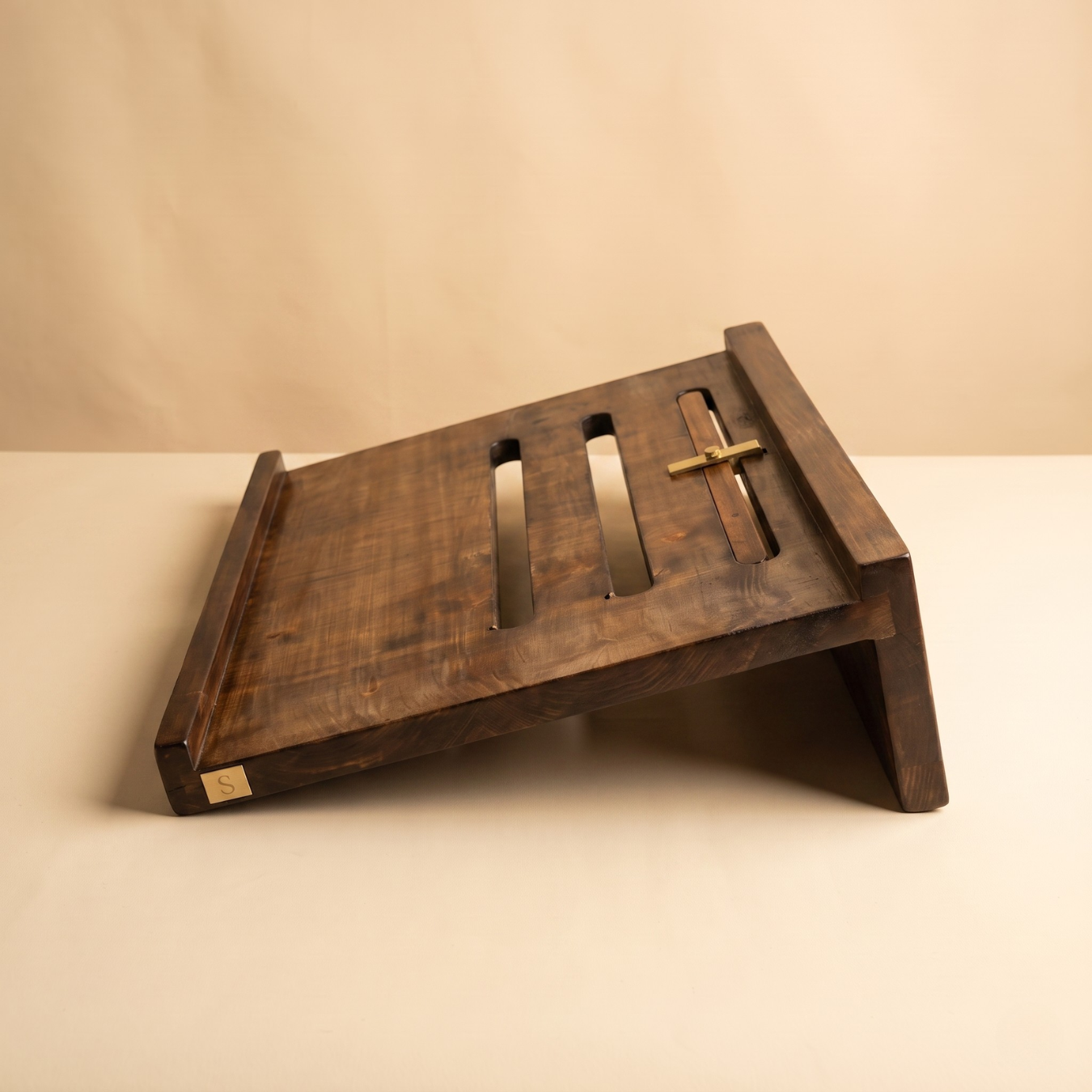 Solid Wood Adjustable Laptop Stand – 3-Level Height, Portable & Durable
