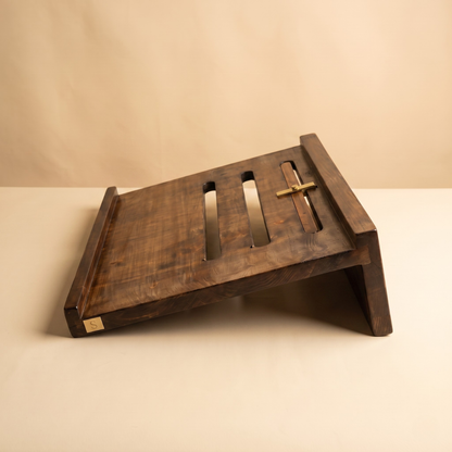 Solid Wood Adjustable Laptop Stand – 3-Level Height, Portable & Durable