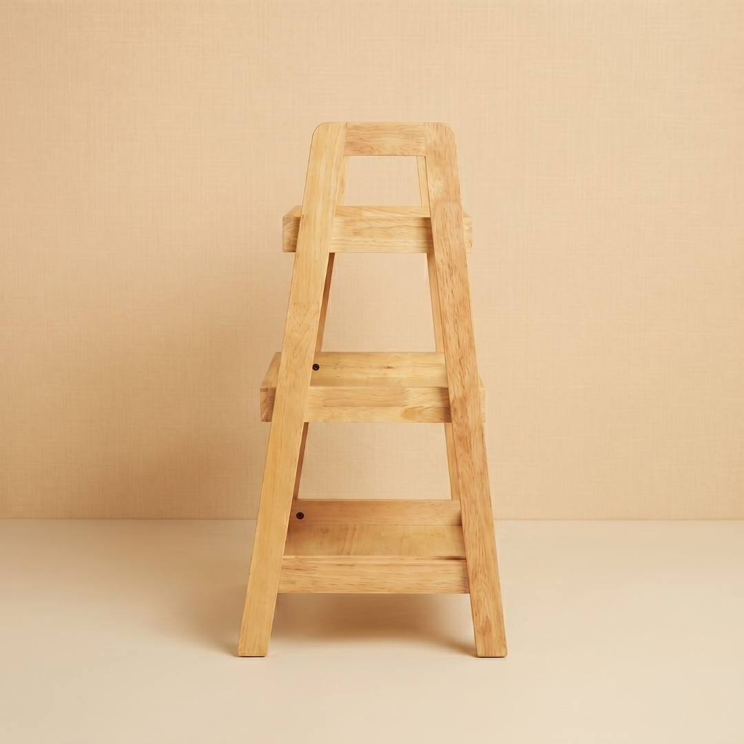 Solid Wood 3-Tier Shelf Rack - Wooden Corner Shelf