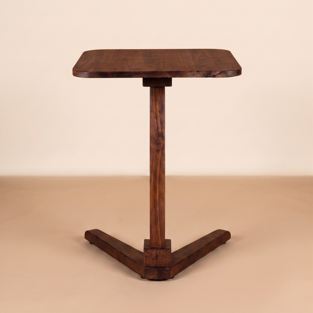 Solid Rubberwood End Table | Square Tabletop with Angled Legs