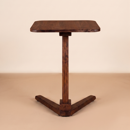 Solid Rubberwood End Table | Square Tabletop with Angled Legs