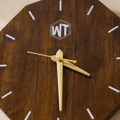 12-Sided Wooden Wall Clock – Geometric Dodecagon Design