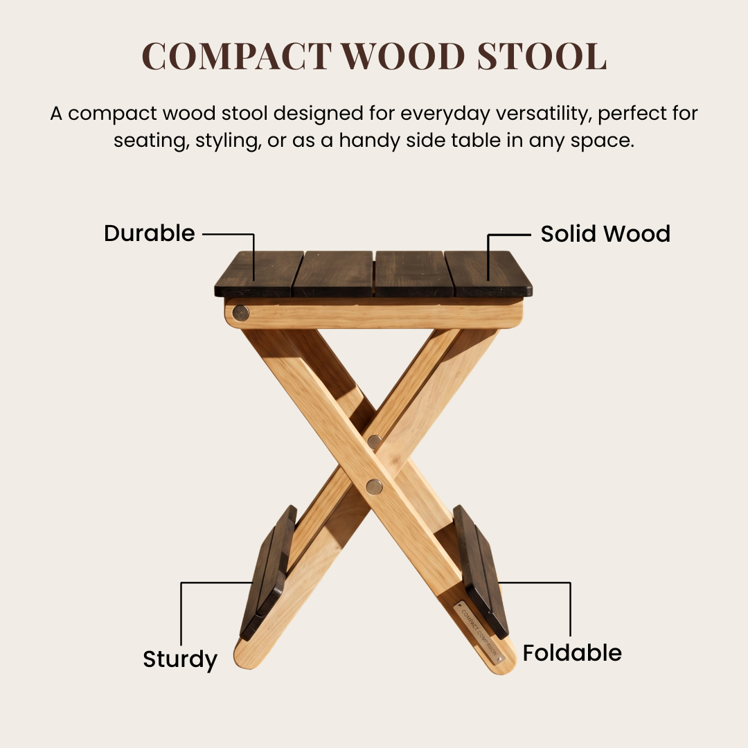 Foldable Compact Wood Stool: Stylish and Practical Seating Solution