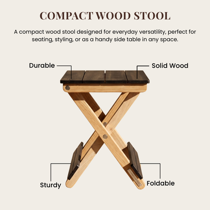 Foldable Compact Wood Stool: Stylish and Practical Seating Solution