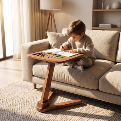Solid Rubberwood End Table | Square Tabletop with Angled Legs