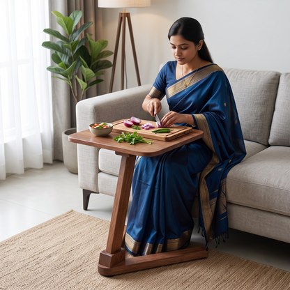 Solid Rubberwood End Table | Square Tabletop with Angled Legs