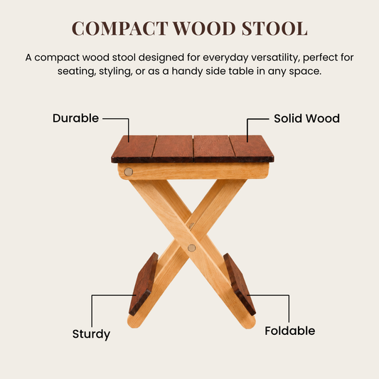 Foldable Compact Wood Stool: Stylish and Practical Seating Solution