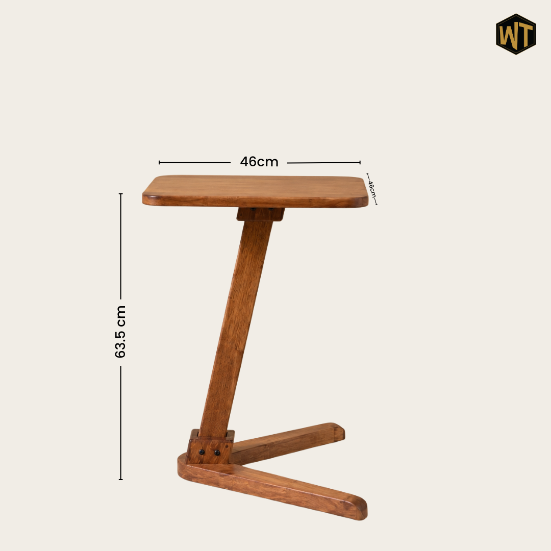 Solid Rubberwood End Table | Square Tabletop with Angled Legs