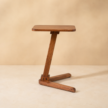 Solid Rubberwood End Table | Square Tabletop with Angled Legs