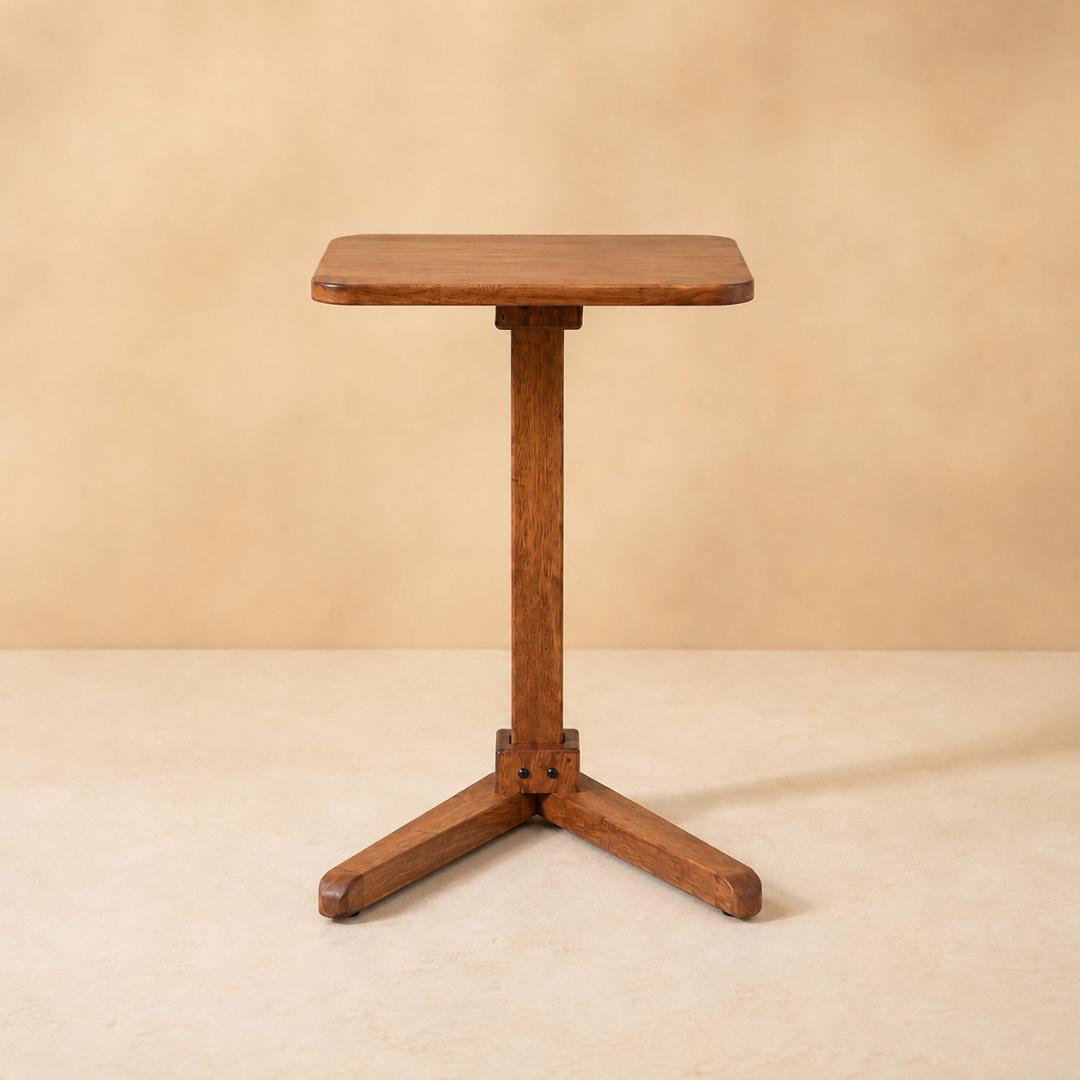 Solid Rubberwood End Table | Square Tabletop with Angled Legs