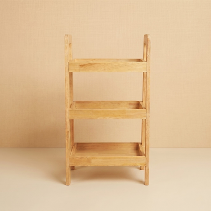 Solid Wood 3-Tier Shelf Rack - Wooden Corner Shelf