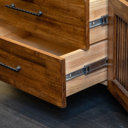 Solid Wood TV Unit with Storage Drawers - Knockdown & Portable Entertainment Center - Wood Trendz  