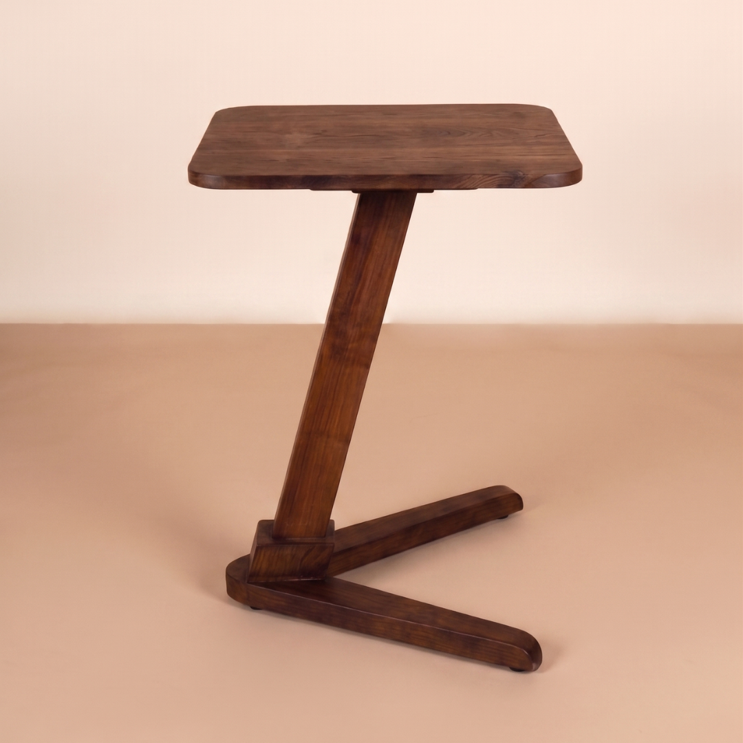 Solid Rubberwood End Table | Square Tabletop with Angled Legs