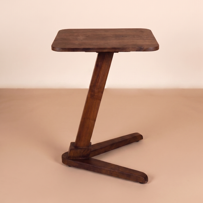 Solid Rubberwood End Table | Square Tabletop with Angled Legs