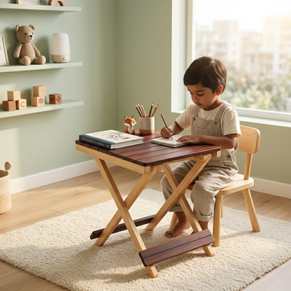 Solid Wood Compact Companion - Wooden Folding Table